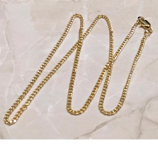 New Curb Link Chain Necklace 17" Gold Flashed Lobster Clasp Classic for Pendant