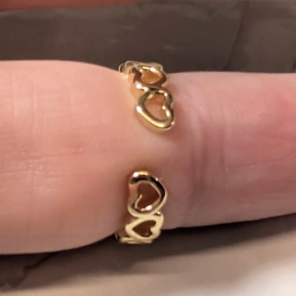 New 14K GP Gold PLated Heart Cutout Sz 3.75 Band Ring Open Finger Toe Love Gift