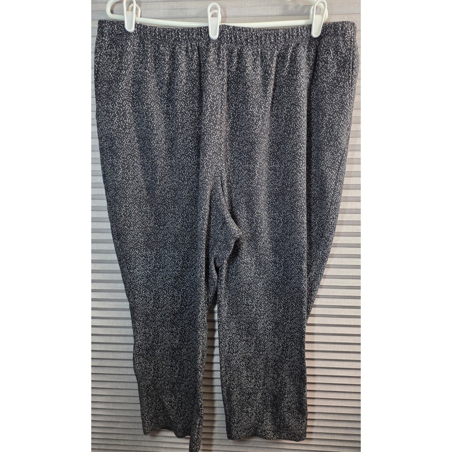 Lands End Knit Pull On Pants Womens 3X/P XXX 3X P Petite Black White Pockets