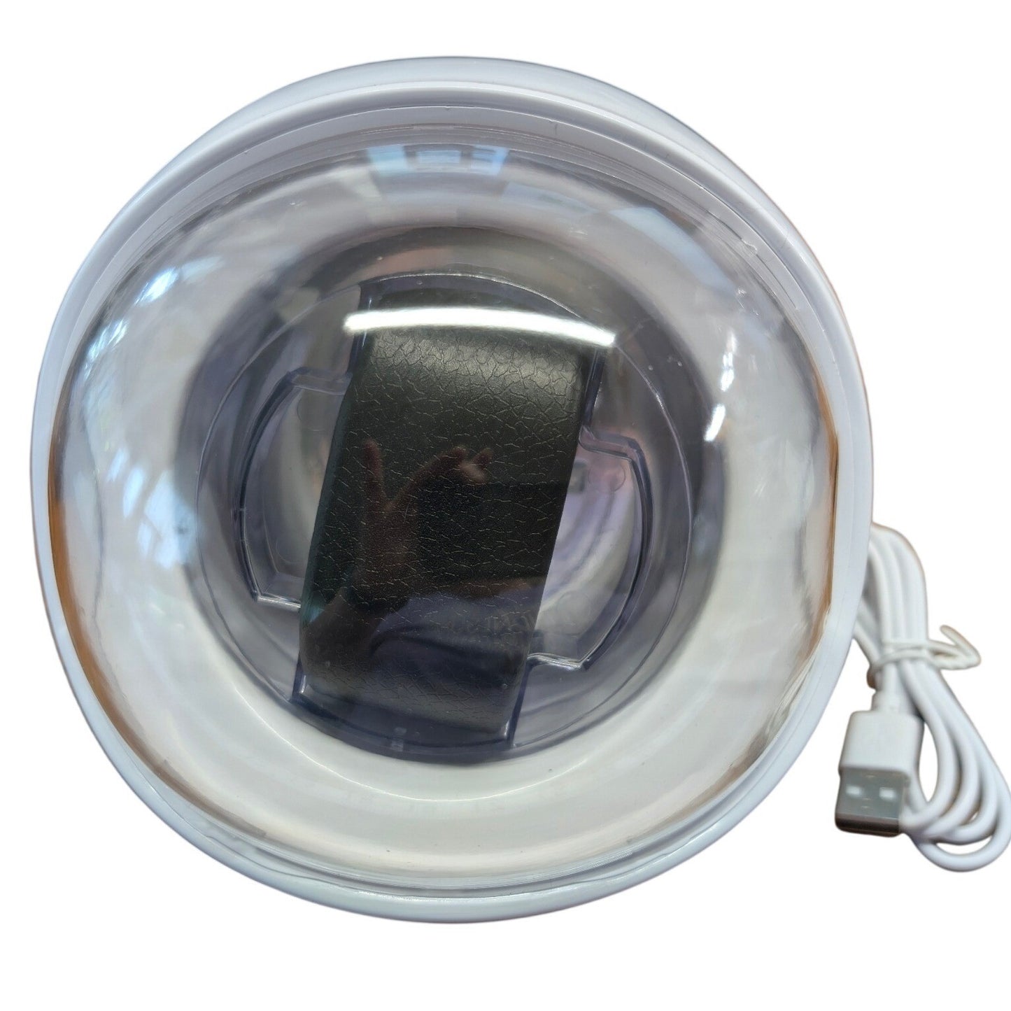New Single Automatic Watch Winder White USB Powered Spherical LED Lights Rotates