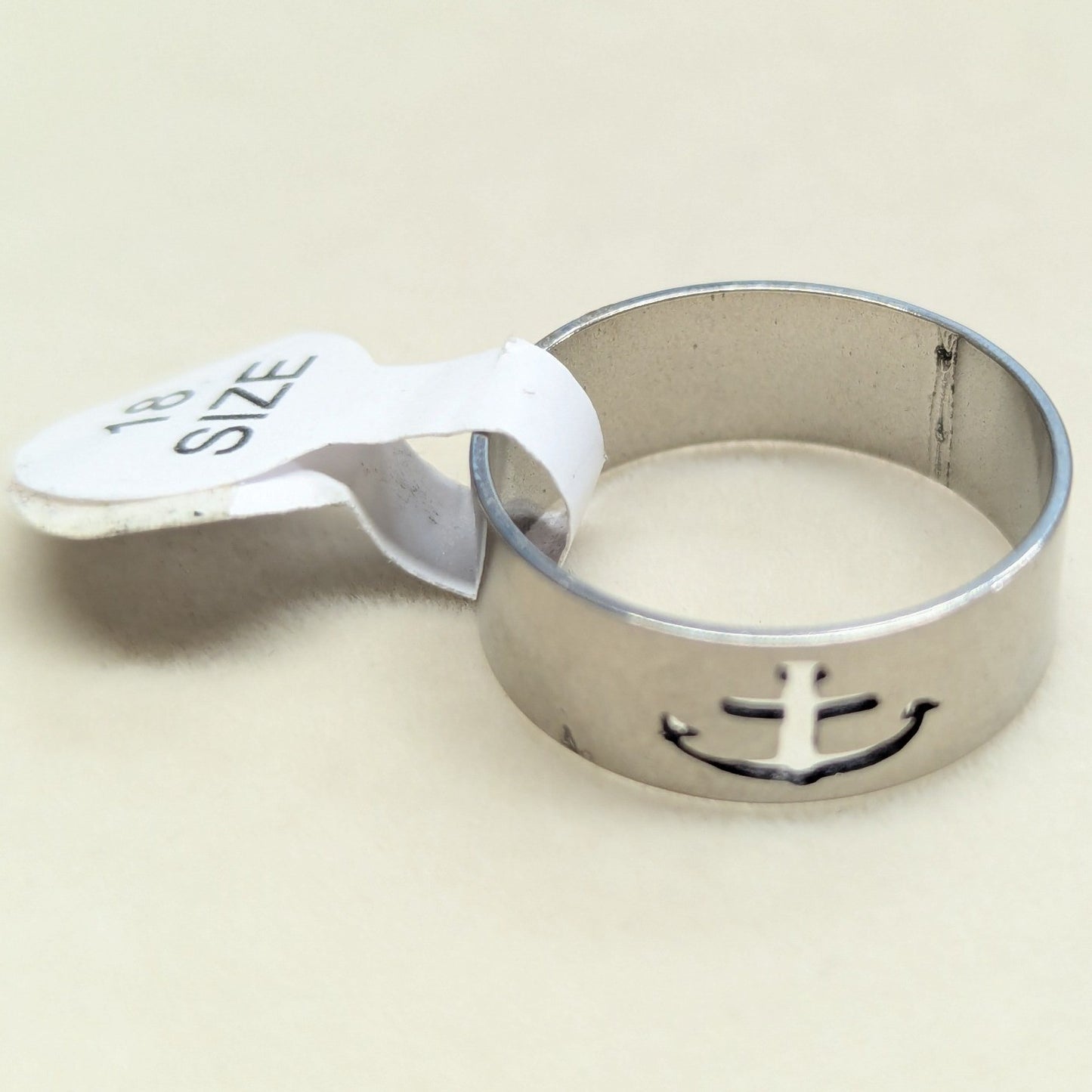 New Anchor Cutout Band Ring Unisex Size 8 Silver Tone Nautical Maritime Beachy