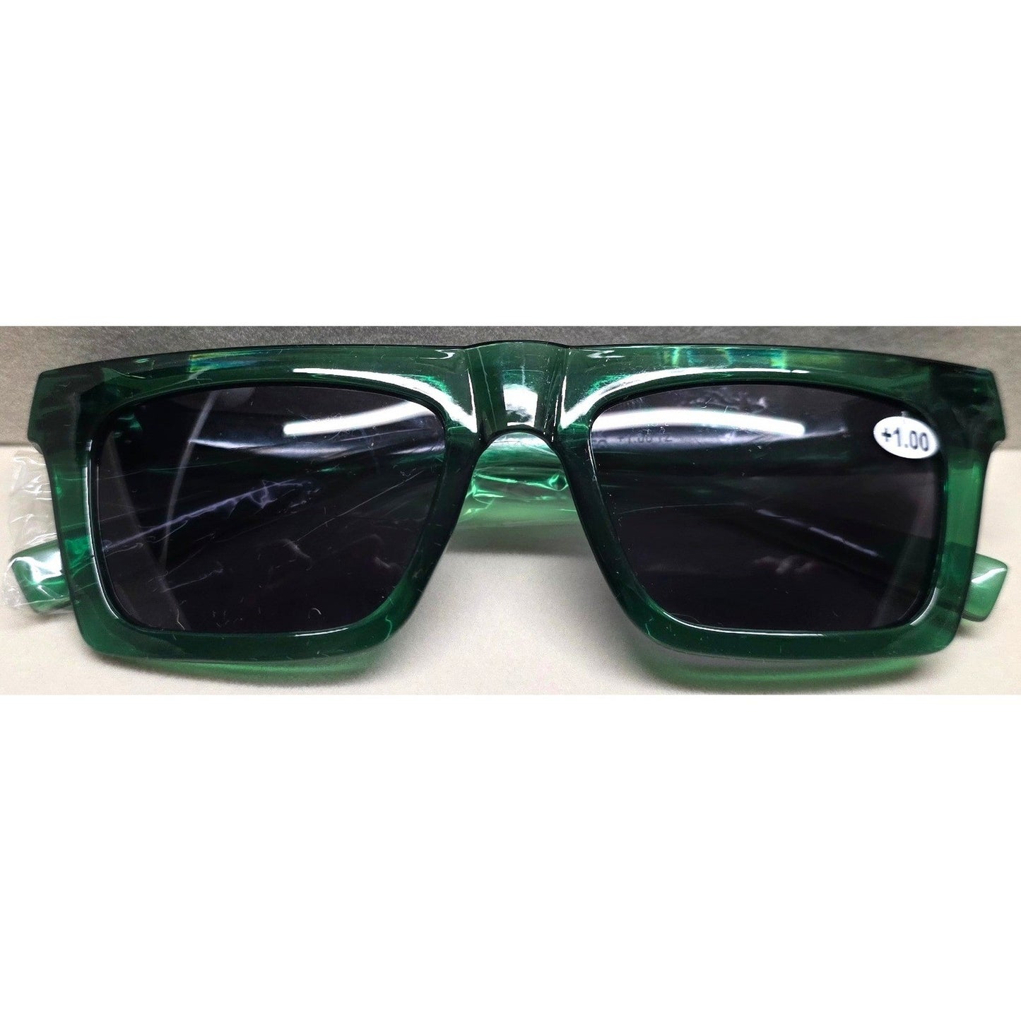 New Bifocal Reading Readers Lenses +1.00 Glasses UV400 Sunglasses Green Square
