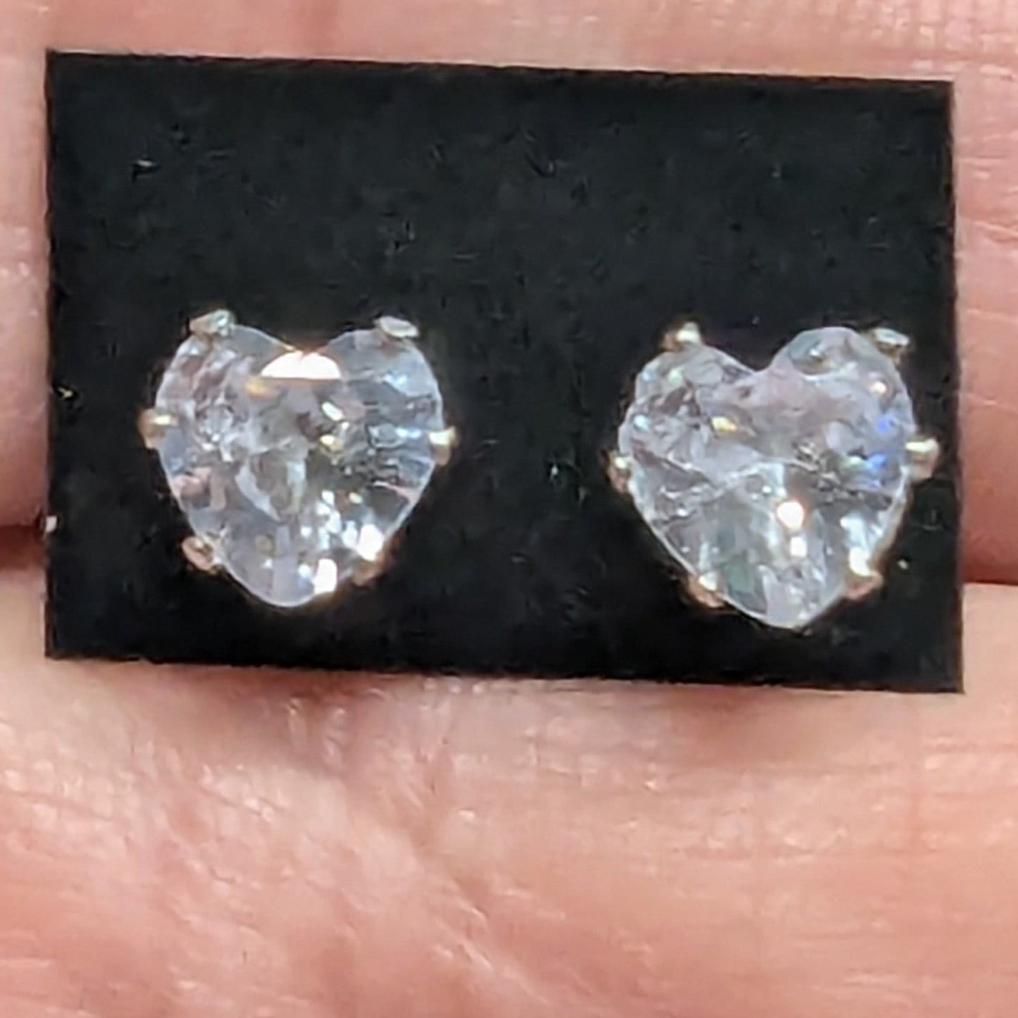 New Heart Stud Earrings Silver Tone Clear Sparkling CZ Cubic Zirconia 1/4 Inch