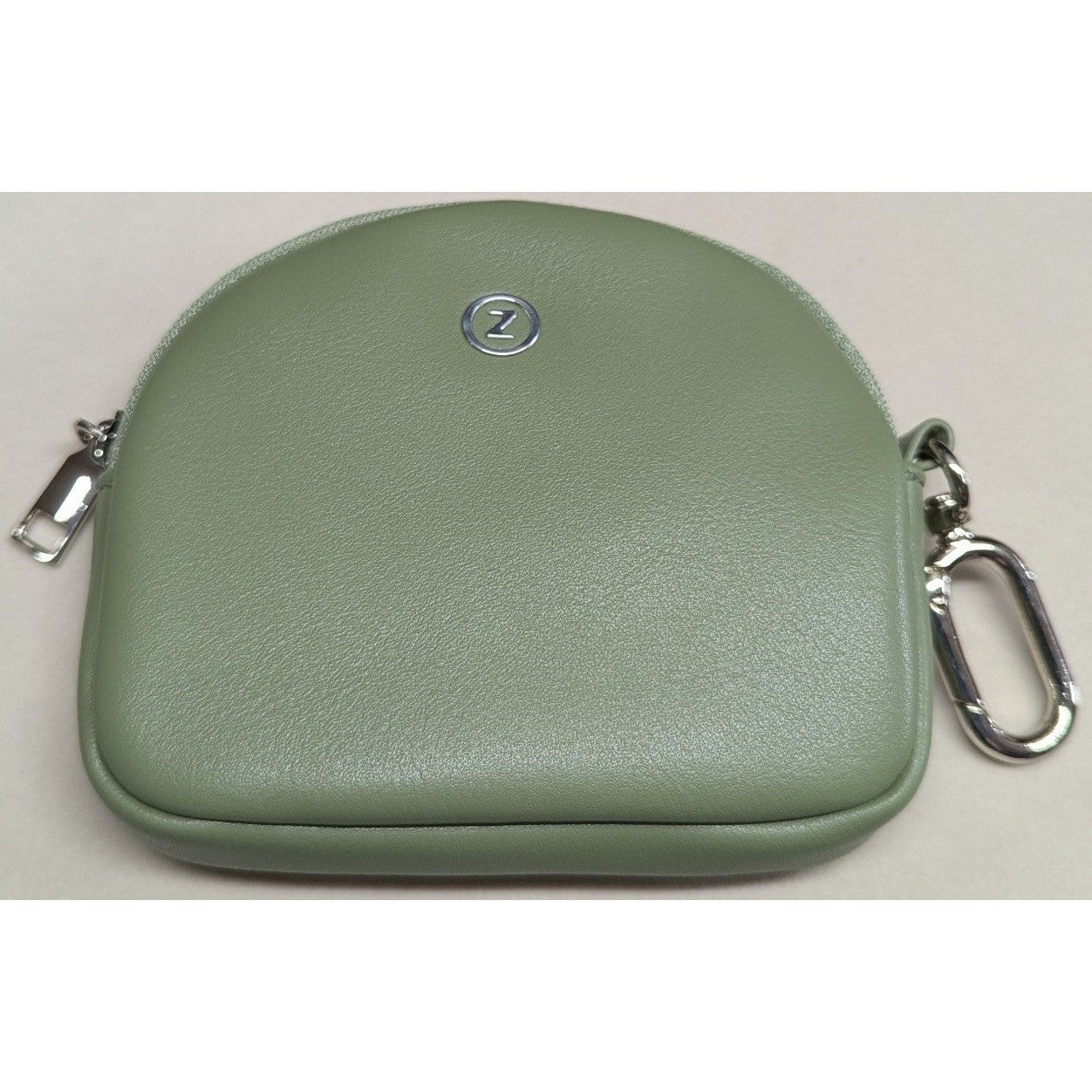 New Coin Pouch Purse Wristlet Heavy Ring Clip Handle Sage Green Zipper Keychain