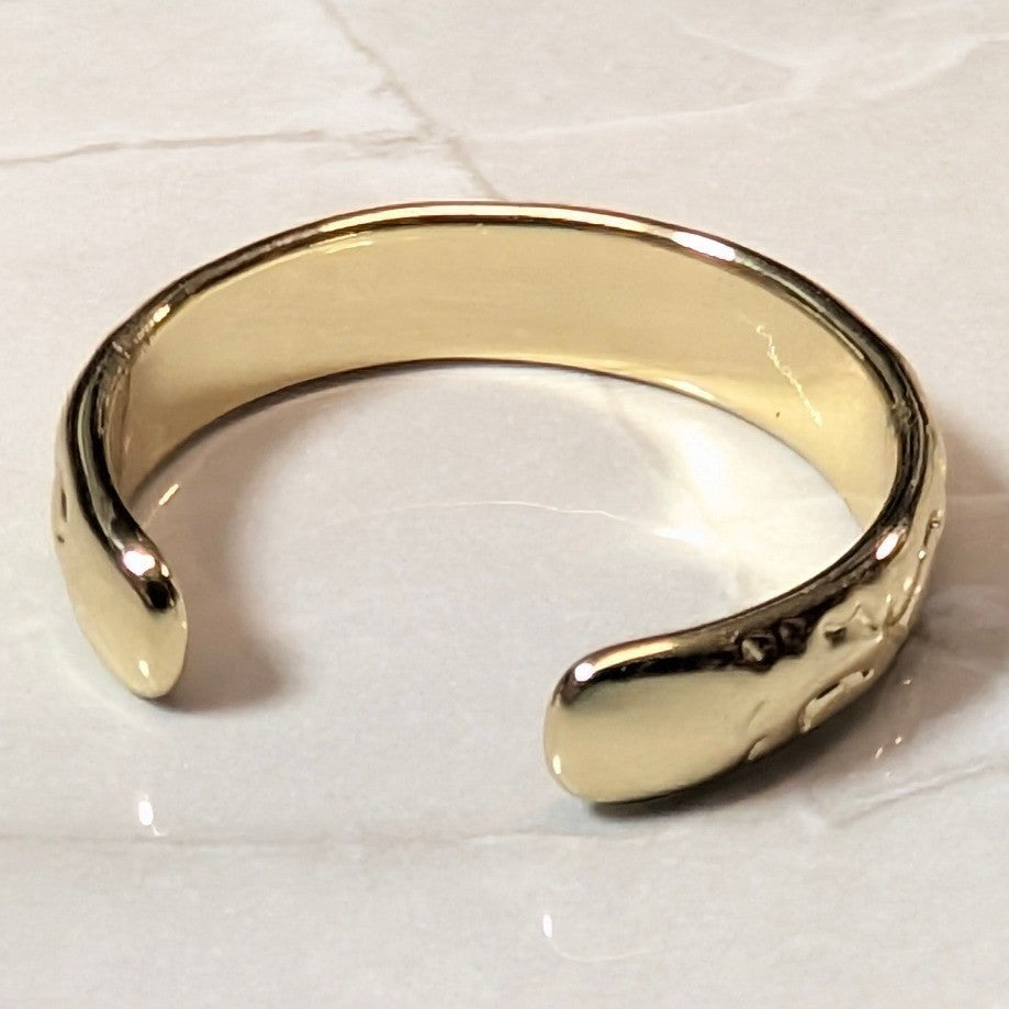 14K GF Gold Filled Scroll Engraved Finger Toe Midi Pinky Cuff Ring Band Size 3.5