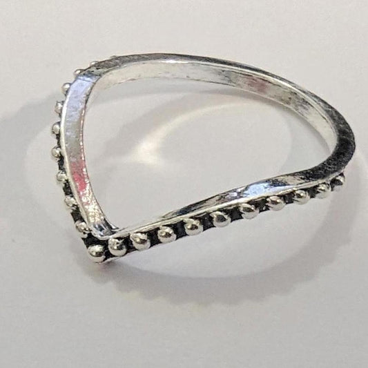 New Silver Tone Ring Size 7 Chevron V Wishbone Midi Stackable Fashion Jewelry