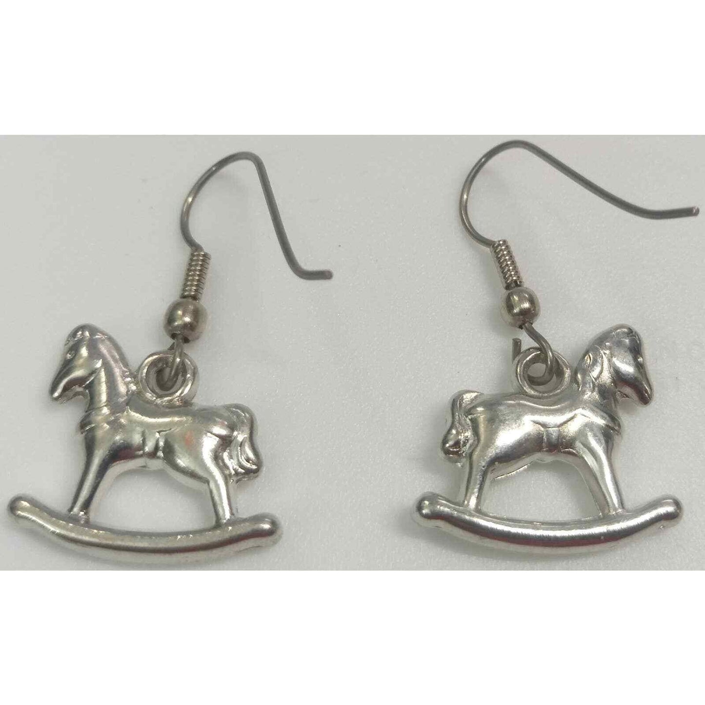 New Rocking Horse Earrings Pendant Charm Set Girls OS Silver Equine Equestrian