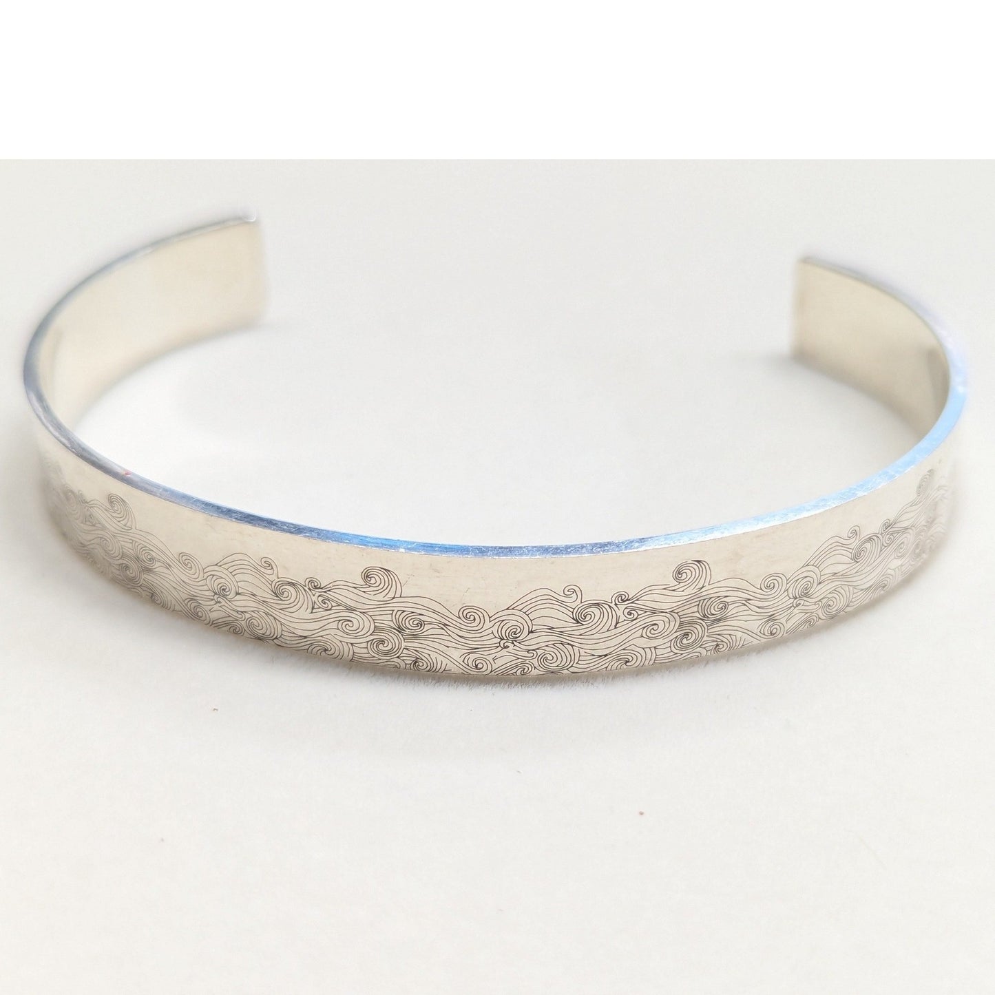 Magical Wave Engraved Cuff Bracelet Silvertone April Birthday 2020 Quarantined