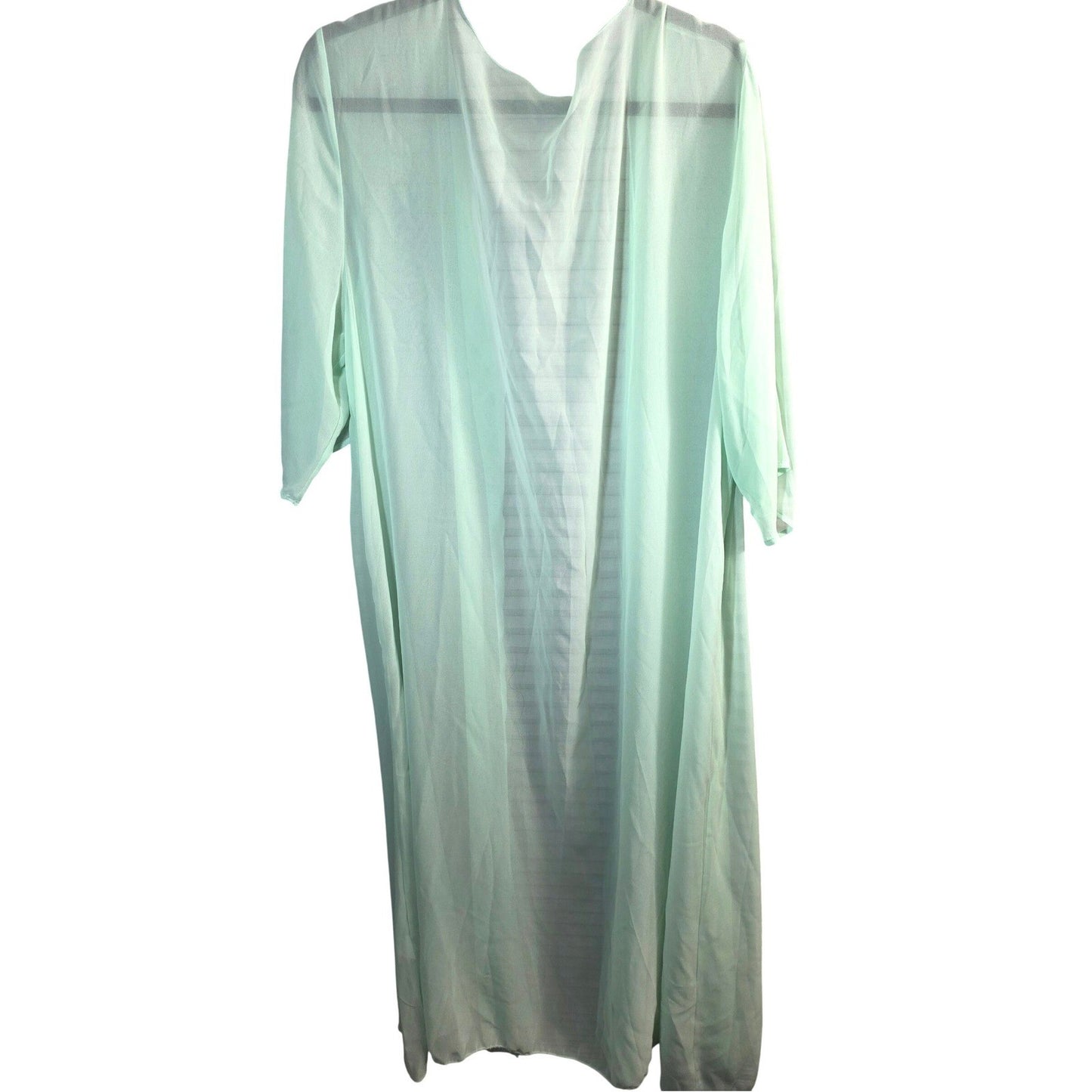 Sheer Mint Green Chiffon Duster Kimono Plus Size 2XL Mint Green Open Front Cover