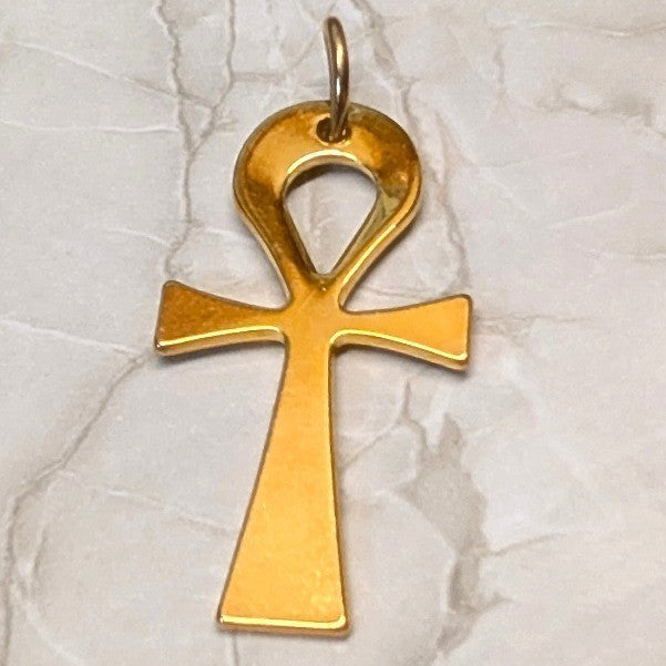 New Ankh Cross Pendant Gold Tone Egyptian Life Symbol Charm Christian Religious