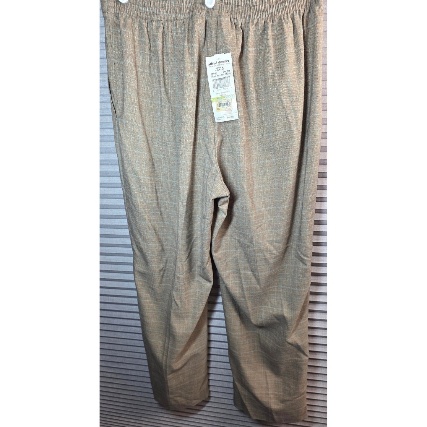 NWT MaCYS $42 Vtg Alfred Dunner Town & Country Pants 14P 14 P Petite Brown Plaid