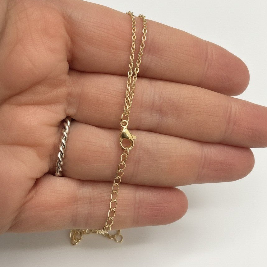 New 18K GP Yellow Gold Plated Cable Link Chain Necklace 18-20 Inch Adjustable