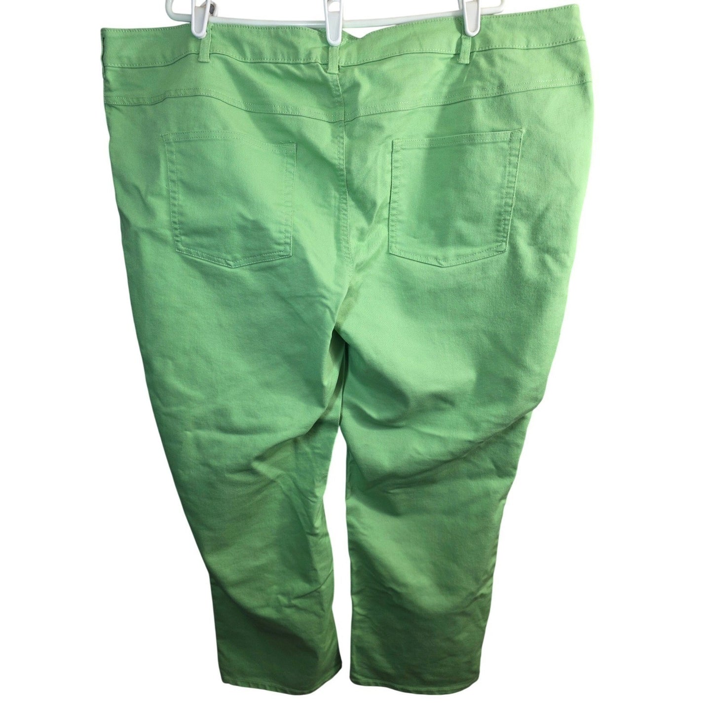 Woman Within Straight Leg jeans Pants Plus Size 26W 26 W Green Stretch Denim Zip