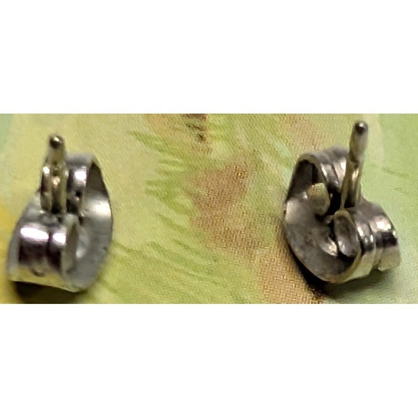 Vintage Ladybug? Peace Sign Stud Earrings Silver Tone Oval Boho Retro 1/8"