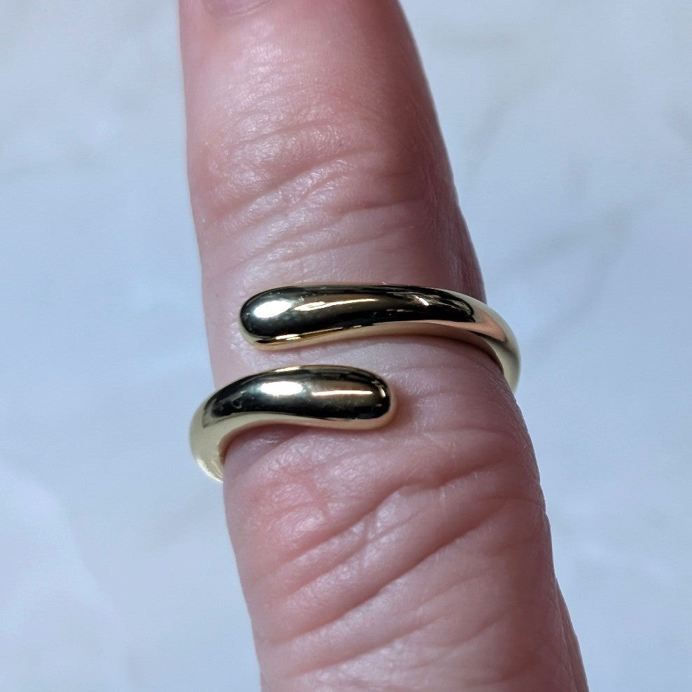 New 14K GF Gold Filled Bypass Wrap Toe Finger Ring Size 3.5 Minimalist Band