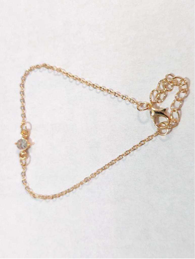Womens GoldTone Clear Cubic Zirconia Bracelet Anklet Chain Adjustable New 9.5"