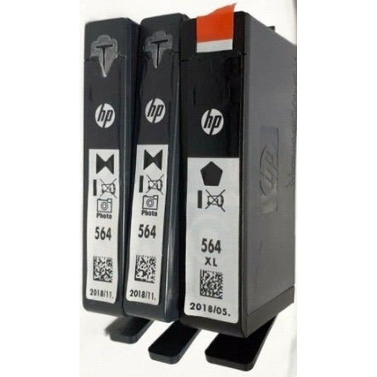 HP 564 XL Photo Mixed Black Ink Cartridges Lot of 3 Empty OEM Original Black