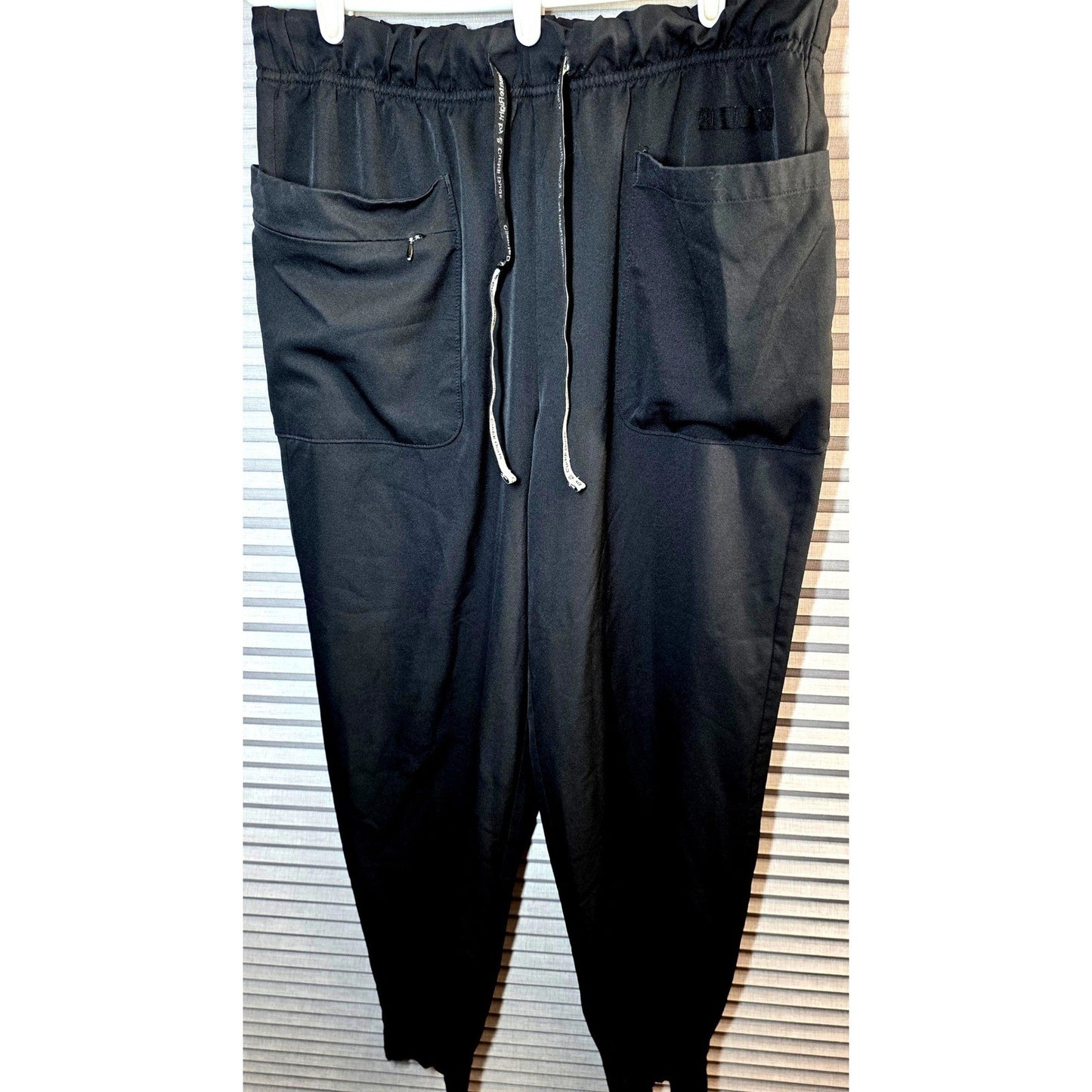Climate Right Cuddl Duds Jogger Scrub Pants Womens Large Black Pockets Elastic