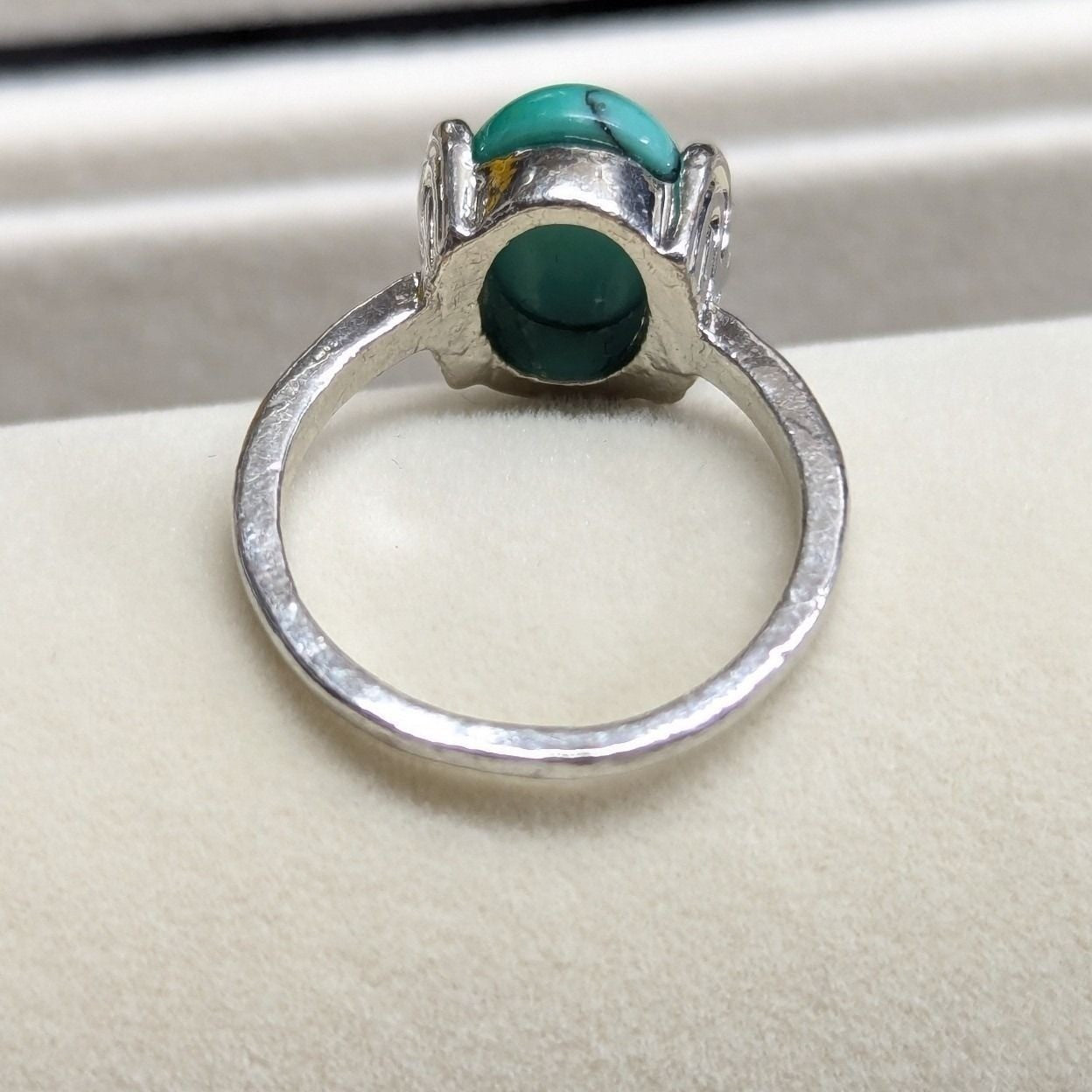 New Oval Faux Turquoise Stone Ring Plus Size 9 Silver Tone Western Band Cowgirl