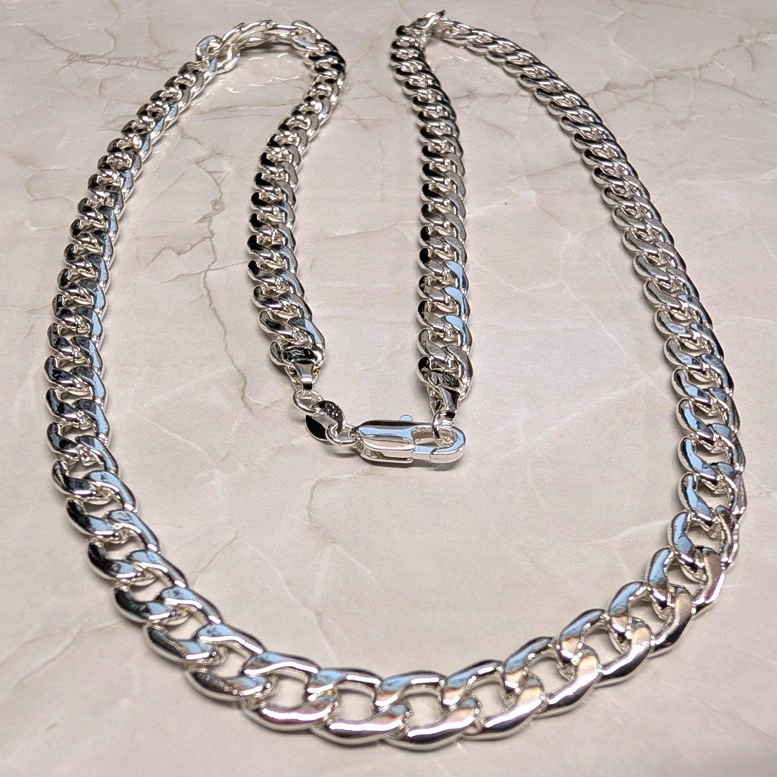 New Sterling Silver 925 Cuban Curb Link Chain Necklace 22" 6MM Polished Flat