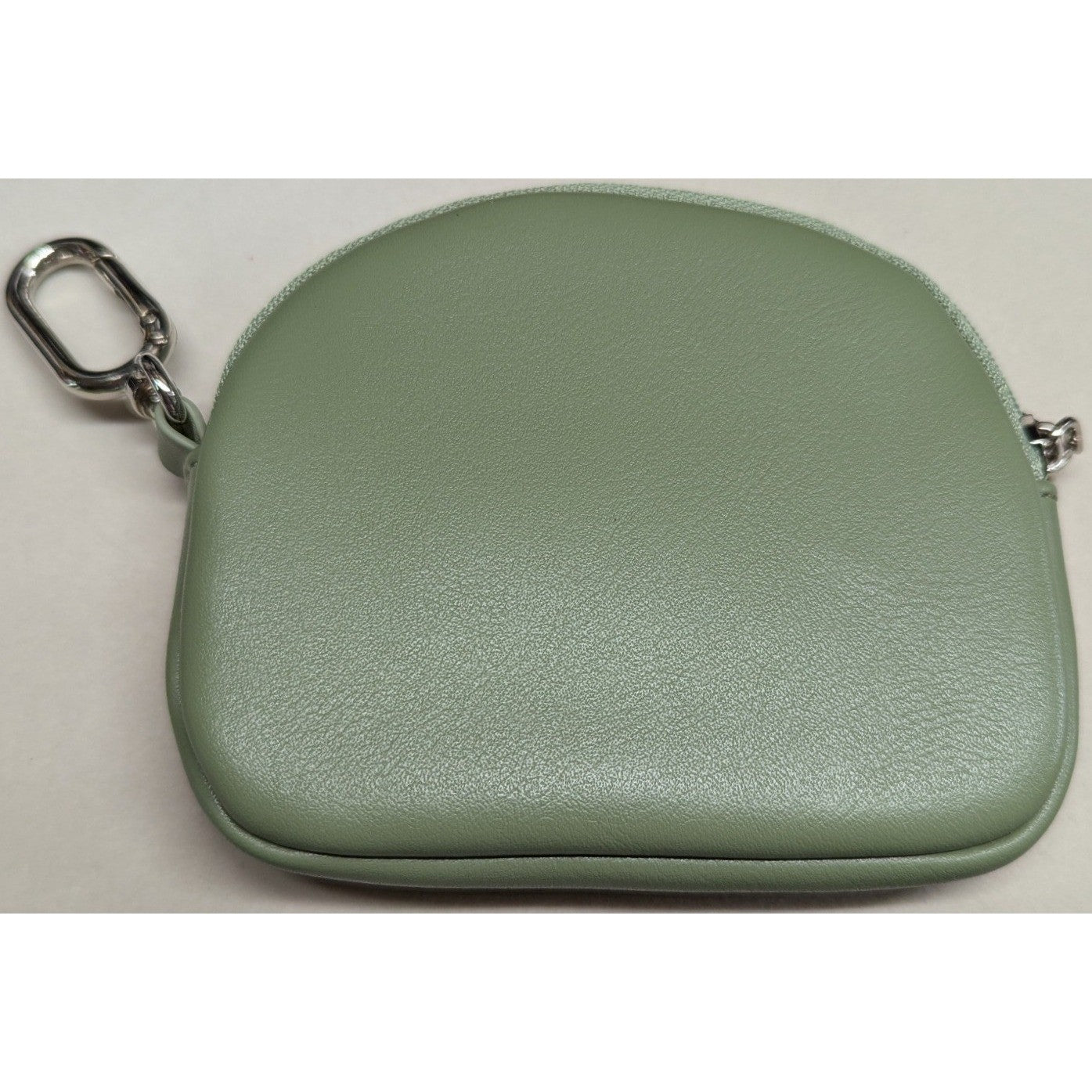 New Coin Pouch Purse Wristlet Heavy Ring Clip Handle Sage Green Zipper Keychain