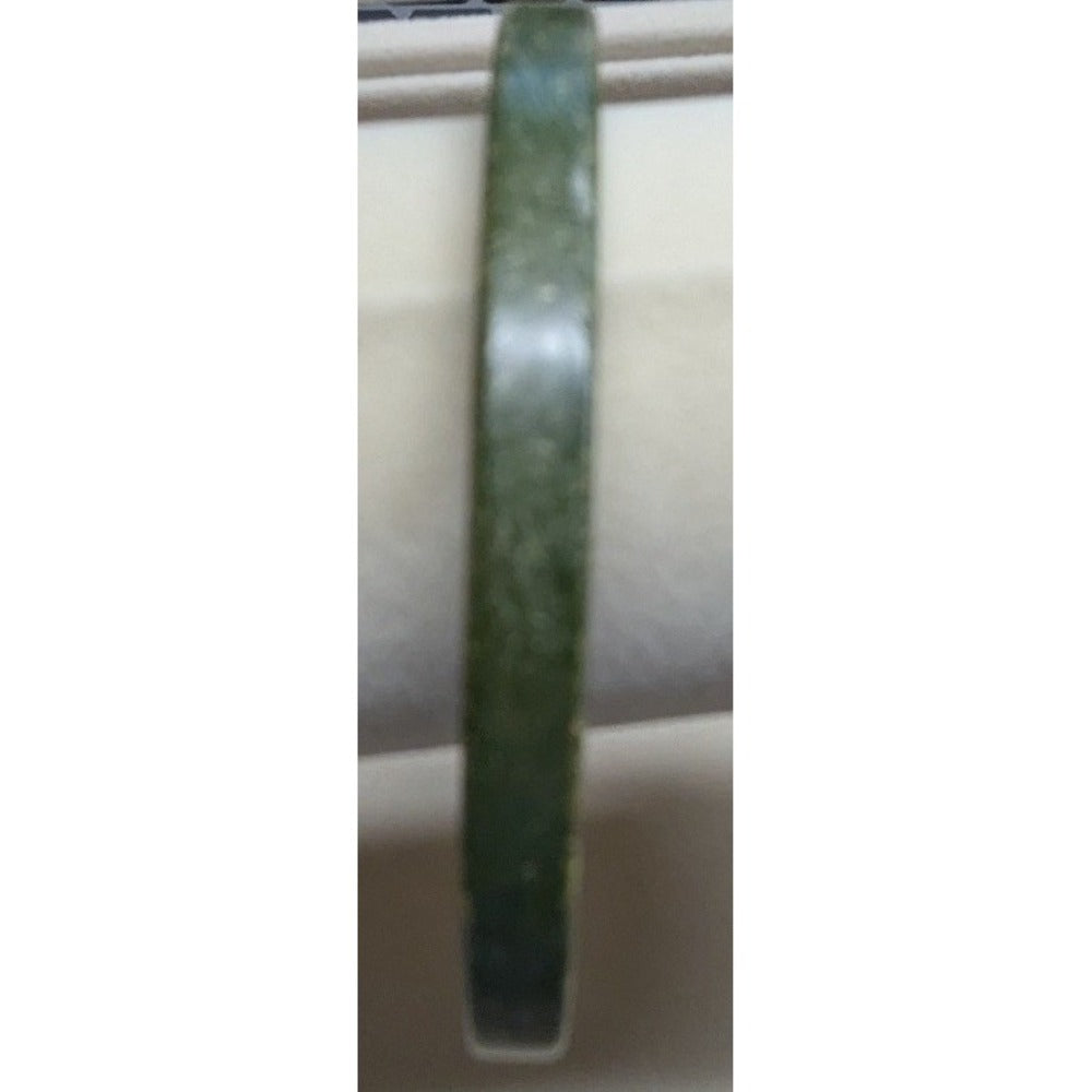 Vintage PLastic Faux Jadeite Bangle Bracelet Green Marble Slim Round Stacking