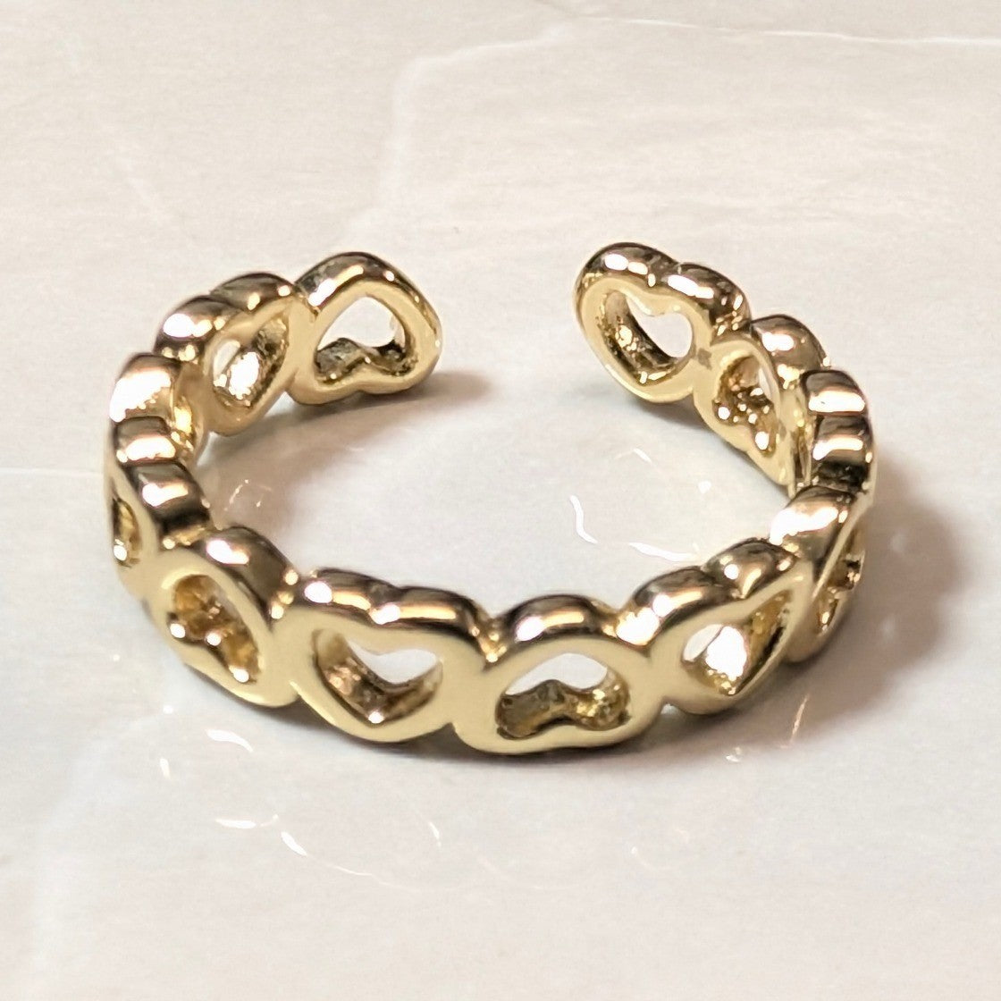 New 14K GP Gold PLated Heart Cutout Sz 3.75 Band Ring Open Finger Toe Love Gift