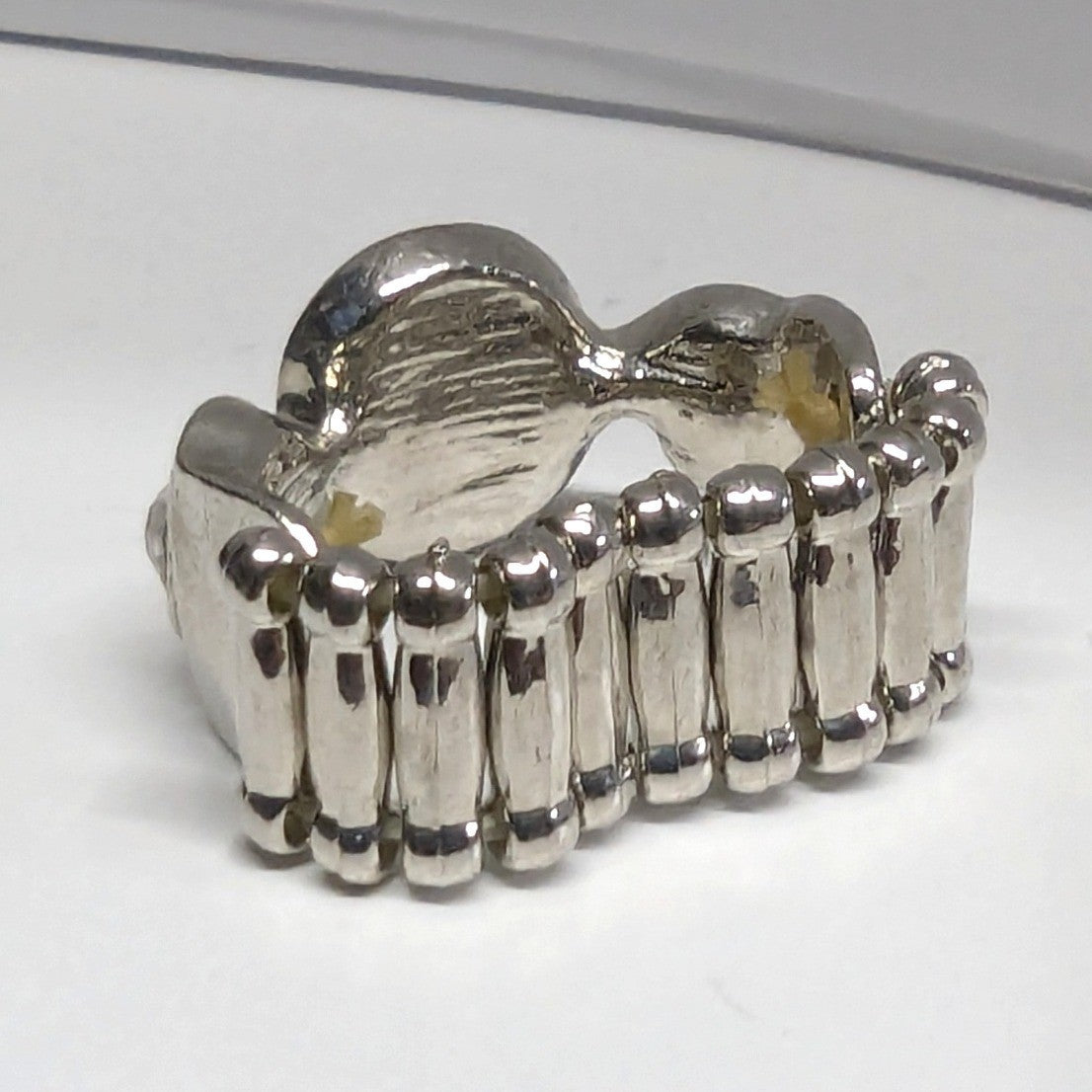 Costume Jewelry Stretch Ring Womens OS Silver Tone White Stone Rhinestone