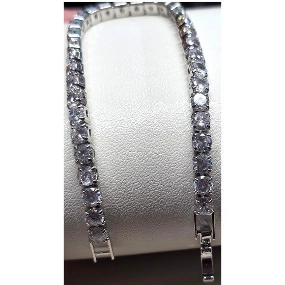 New Tennis Bracelet 7.5 in Silver Plated Round Cut 5A AAAAA CZ Cubic Zirconia
